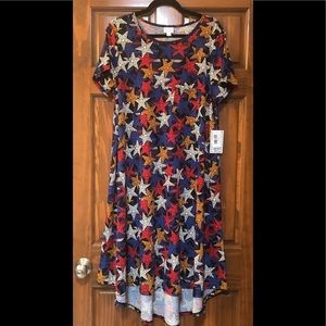 NWT LuLaRoe Carly Dress - Patriotic Stars Pattern